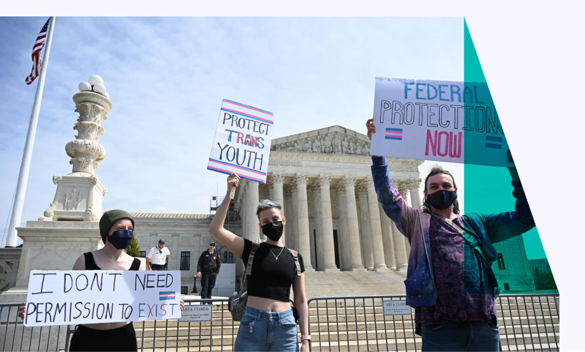 Protesters outside of the Supreme Court