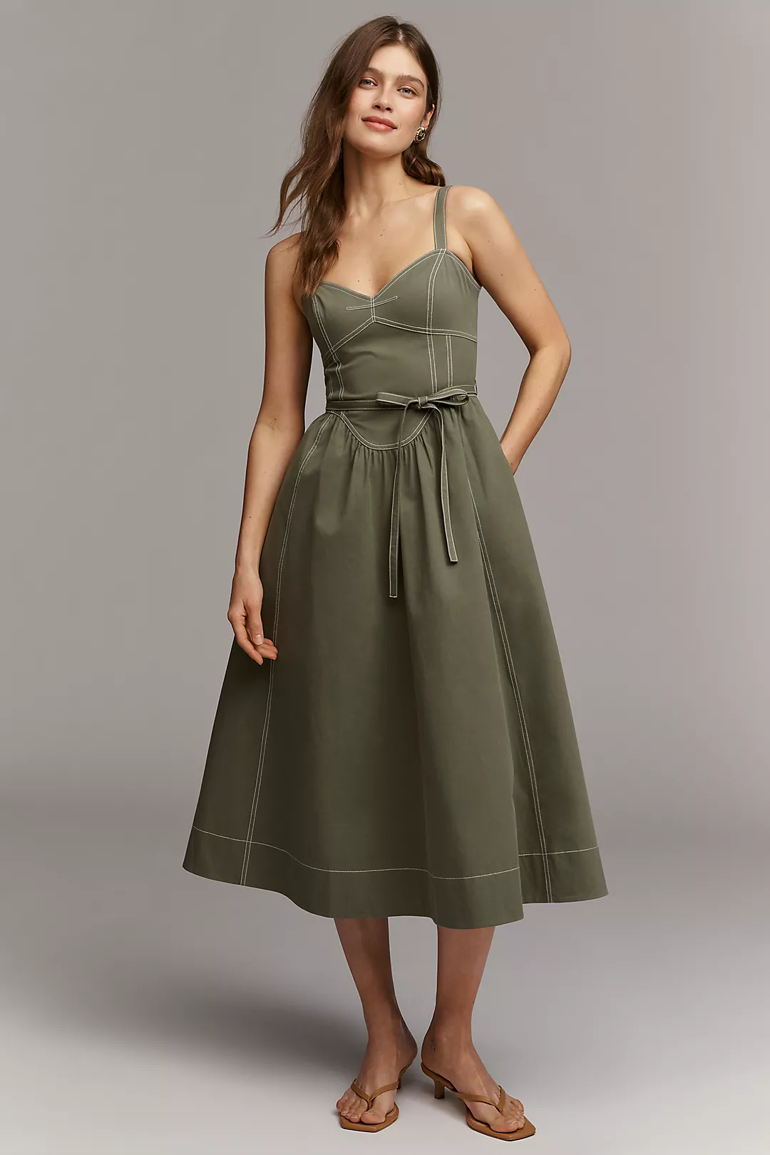 chinese dress ladies Stella Puff Sleeves Square Neck Dress – Noire main image 1
