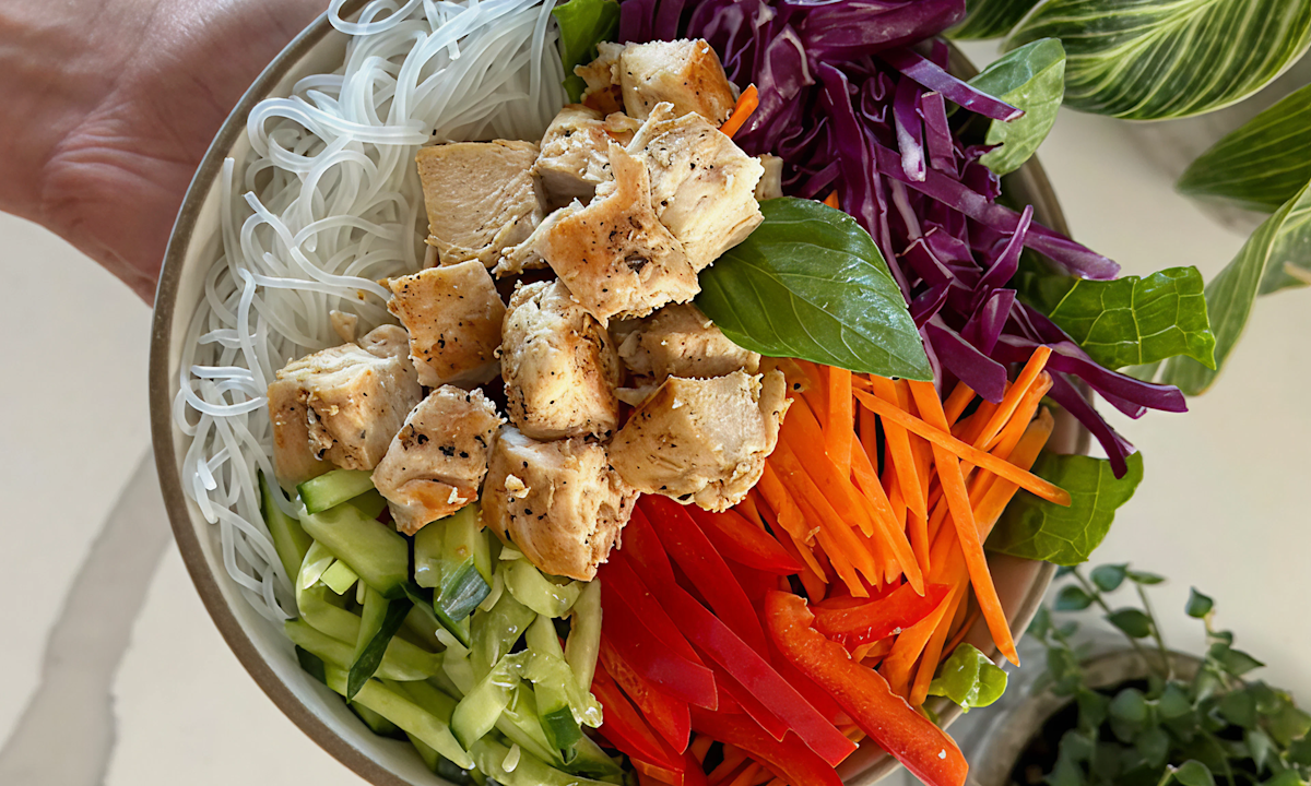 You'll Make These Peanut Chicken Spring Roll Bowls All Summer Long