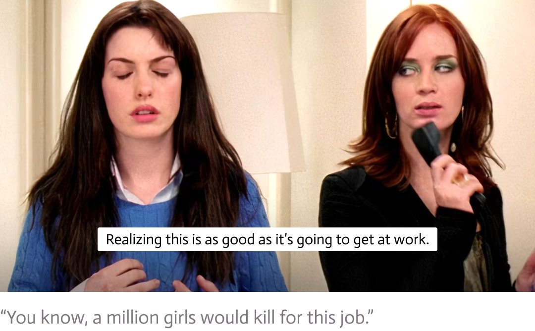 Andy Sachs and Emily Charlton Devil Wears Prada meme