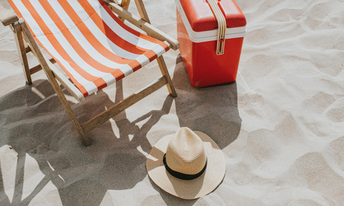 Beach chair and hat