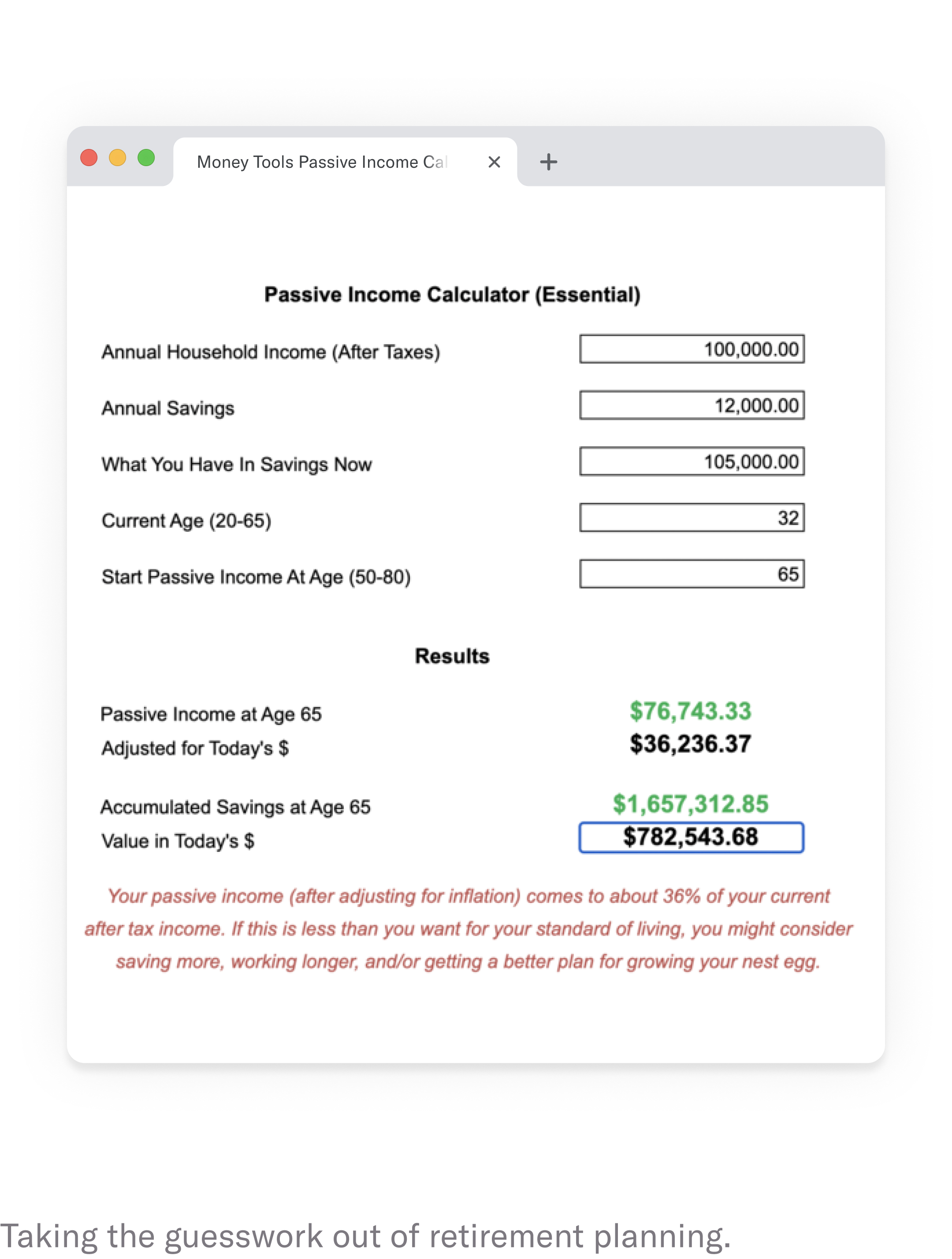 screenshot of calculator